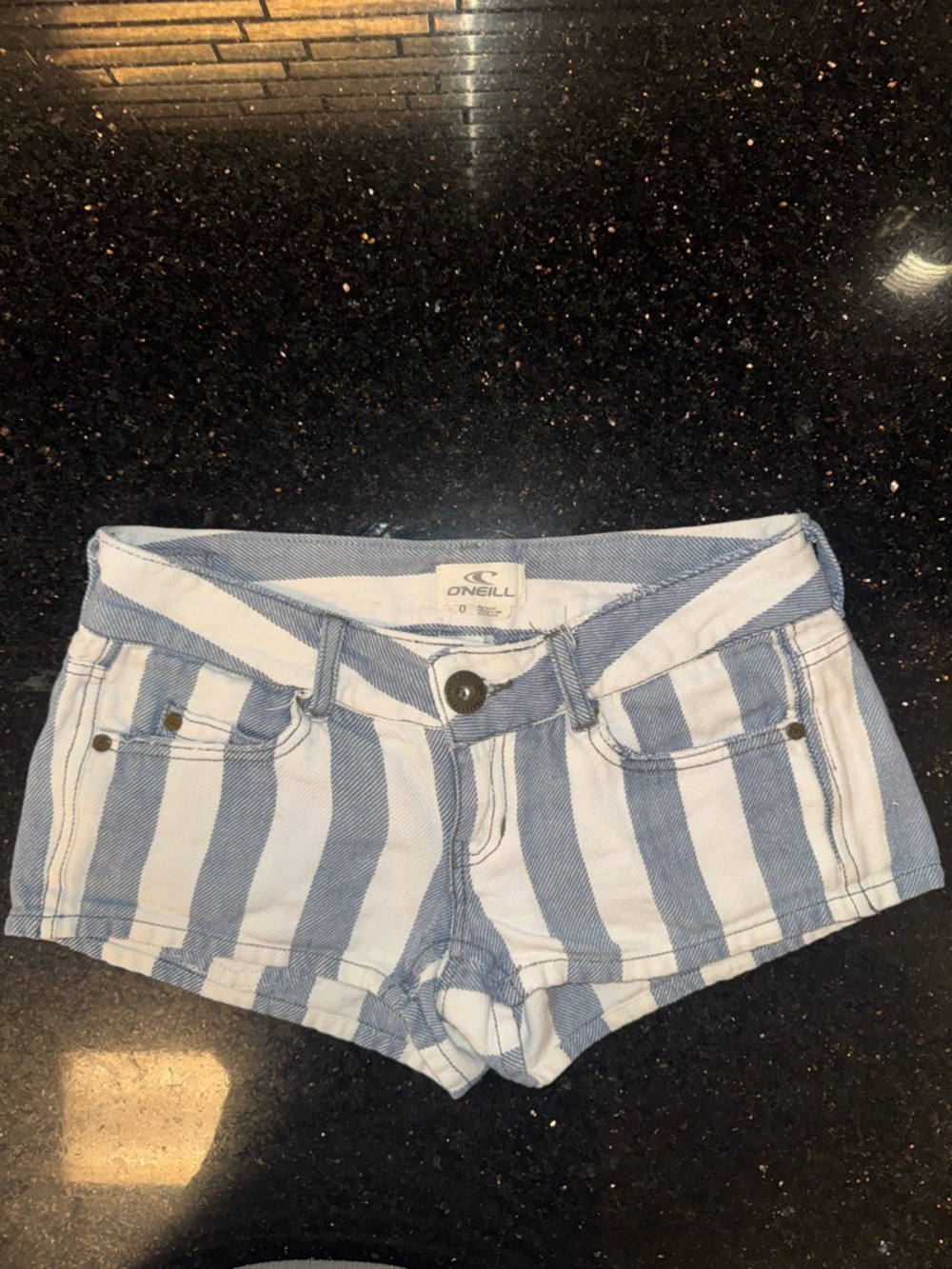 O'Neill Striped Blue & White Denim Shortie